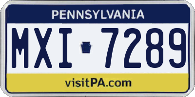 PA license plate MXI7289