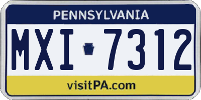 PA license plate MXI7312