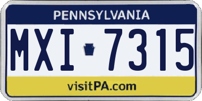 PA license plate MXI7315