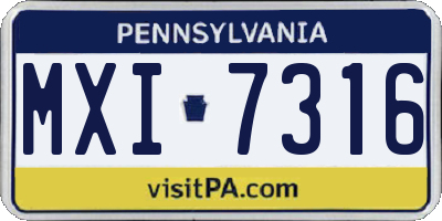 PA license plate MXI7316