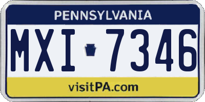 PA license plate MXI7346