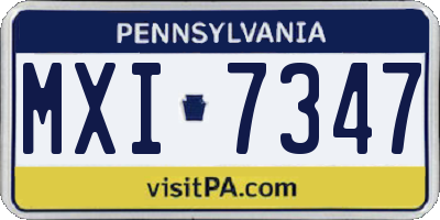 PA license plate MXI7347