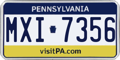 PA license plate MXI7356