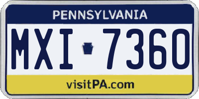 PA license plate MXI7360