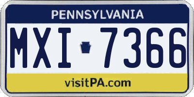 PA license plate MXI7366