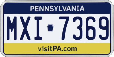 PA license plate MXI7369
