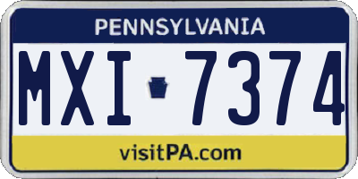 PA license plate MXI7374