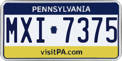 PA license plate MXI7375