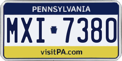PA license plate MXI7380