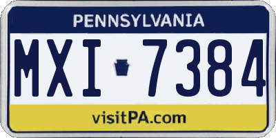 PA license plate MXI7384