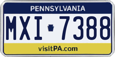 PA license plate MXI7388