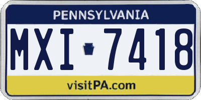 PA license plate MXI7418
