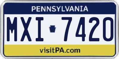PA license plate MXI7420