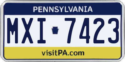 PA license plate MXI7423