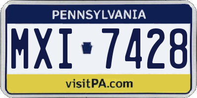 PA license plate MXI7428