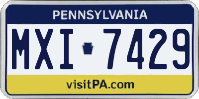 PA license plate MXI7429