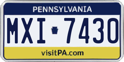PA license plate MXI7430