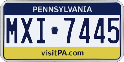 PA license plate MXI7445