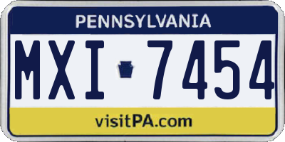 PA license plate MXI7454