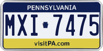 PA license plate MXI7475