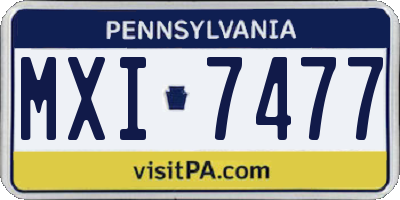 PA license plate MXI7477
