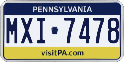 PA license plate MXI7478