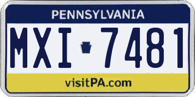 PA license plate MXI7481