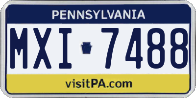 PA license plate MXI7488