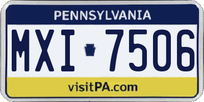 PA license plate MXI7506