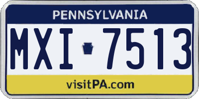 PA license plate MXI7513