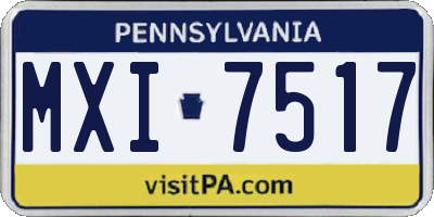PA license plate MXI7517