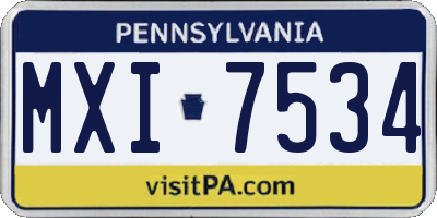 PA license plate MXI7534