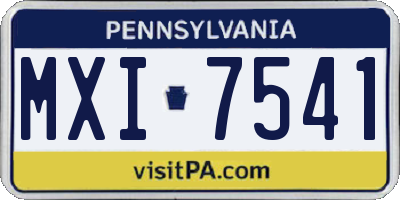 PA license plate MXI7541