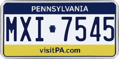 PA license plate MXI7545