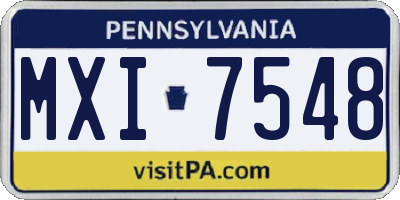 PA license plate MXI7548