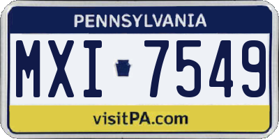 PA license plate MXI7549