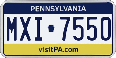 PA license plate MXI7550