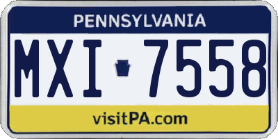 PA license plate MXI7558