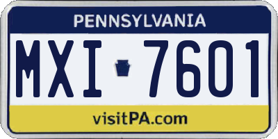 PA license plate MXI7601
