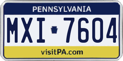 PA license plate MXI7604