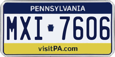 PA license plate MXI7606