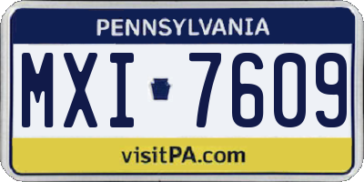PA license plate MXI7609