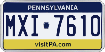 PA license plate MXI7610