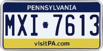 PA license plate MXI7613