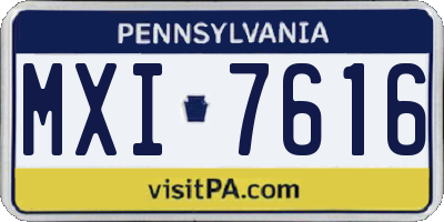 PA license plate MXI7616