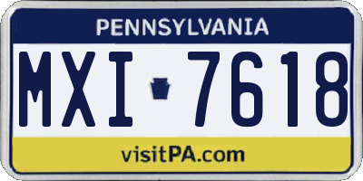 PA license plate MXI7618