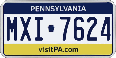 PA license plate MXI7624