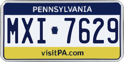 PA license plate MXI7629