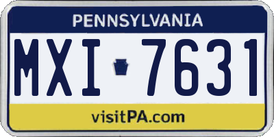 PA license plate MXI7631