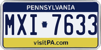 PA license plate MXI7633